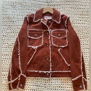 Free People Heartland Workwear Corduroy Jacket Distressed